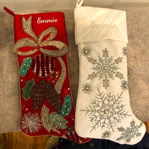 Embroidered hand-sewn stocking with Emmie